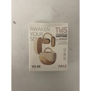 TWS WIRELESS EARPHONE M62 V5.46 HD Stereo Sound Quick-Pair Technology Cream New